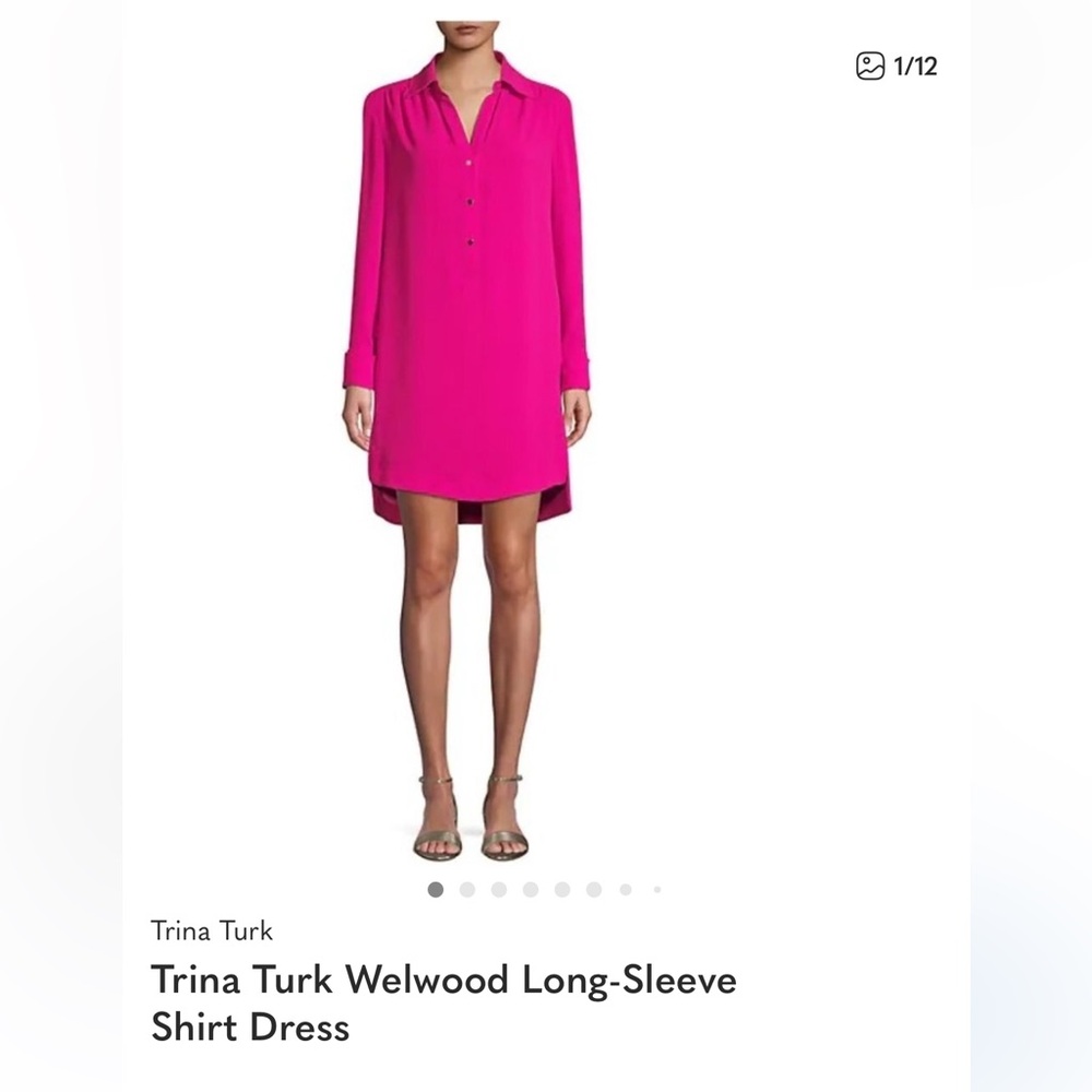 Trina Turk Wellwood Fuchsia Long-Sleeve Shirt Dress